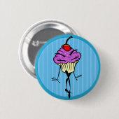 NIEDLICHER MÄDCHEN-CARTOON-KUPCAKE-FEUERSCHALTER BUTTON (Vorne & Hinten)