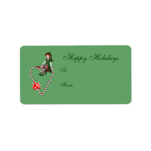 Niedlicher Mädchen-Elf-Zuckerstange-Herz-Feiertags Adressaufkleber