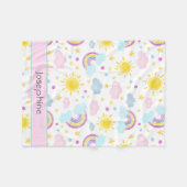 Niedlicher Mädchenfarbenfroher Regenbogenname Fleecedecke (Vorderseite (Horizontal))