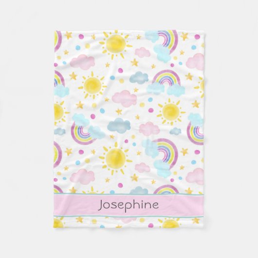 Niedlicher Mädchenfarbenfroher Regenbogenname Fleecedecke (Vorderseite)