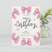 niedlicher, mädchenhaft rosa Glitzer Geburtstag Einladung (Stehend Vorderseite)