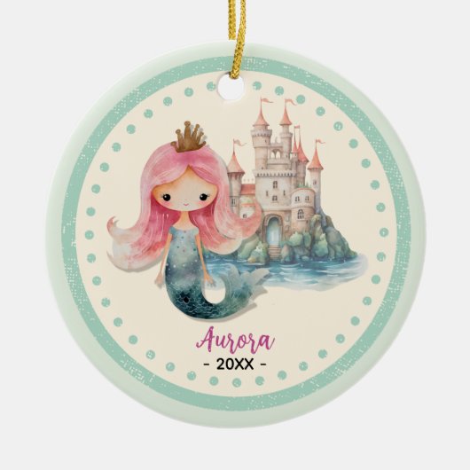 Niedlicher, mädchenhafter Meerjungwein Keramik Ornament (Vorne)