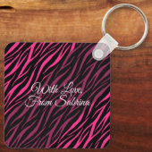 Niedlicher Mädchenname & Foto Pink Zebra Personali Schlüsselanhänger (Rückseite)