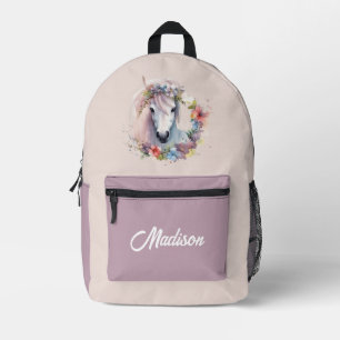 Niedlicher Mädchenname Rosa Pastellfarben Pony Bedruckter Rucksack