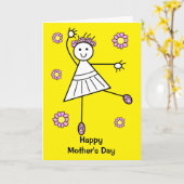 Niedlicher Mädchentänzer Karte (Gelbe Blume)