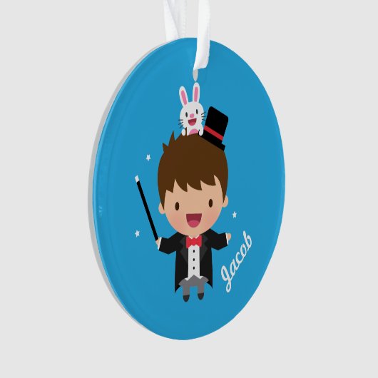 Niedlicher Magier-magischer Häschen-Trick für Ornament (Vorderseite)