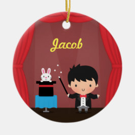 Niedlicher Magier-scherzt magischer Häschen-Trick Keramik Ornament