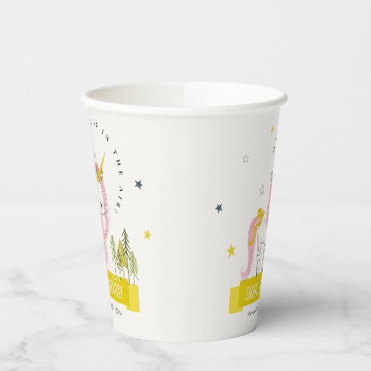 Niedlicher magischer Einhorn Rosa Gelber Kindergeb Pappbecher (Links)