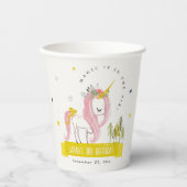 Niedlicher magischer Einhorn Rosa Gelber Kindergeb Pappbecher (Vorderseite)