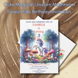 Niedlicher magischer Einhornwald Kindergeburtstag Einladung
