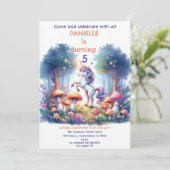 Niedlicher magischer Einhornwald Kindergeburtstag Einladung (Stehend Vorderseite)