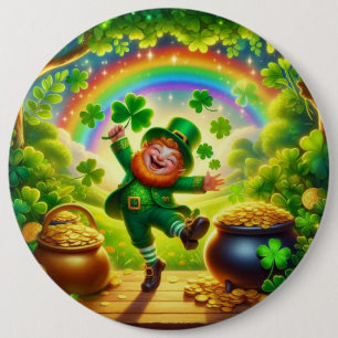 Niedlicher, magischer Leprechaun St. Patrick's Day Button