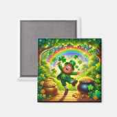 Niedlicher, magischer Leprechaun St. Patrick's Day Magnet (Vorderseite/Rückseite)