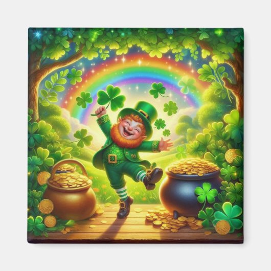 Niedlicher, magischer Leprechaun St. Patrick's Day Magnet (Vorne)