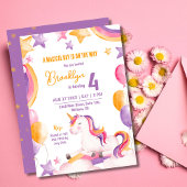 Niedlicher magischer, moderner Einhornregenbogen 4 Einladung