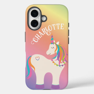 Niedlicher magischer Regenbogen Einhorn Personalis iPhone 16 Hülle