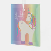 Niedlicher magischer Regenbogen Einhorn Personalis Ornament Aus Glas (Vorderseite links)