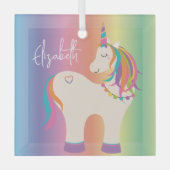 Niedlicher magischer Regenbogen Einhorn Personalis Ornament Aus Glas (Vorderseite)