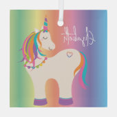 Niedlicher magischer Regenbogen Einhorn Personalis Ornament Aus Glas (Rückseite)