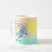 Niedlicher magischer Sea Unicorn-Individuelle Name Kaffeetasse (Vorderseite Links)