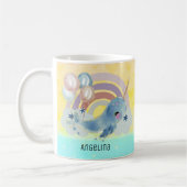 Niedlicher magischer Sea Unicorn-Individuelle Name Kaffeetasse (Links)