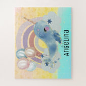 Niedlicher magischer Sea Unicorn-Individuelle Name Puzzle (Vertikal)