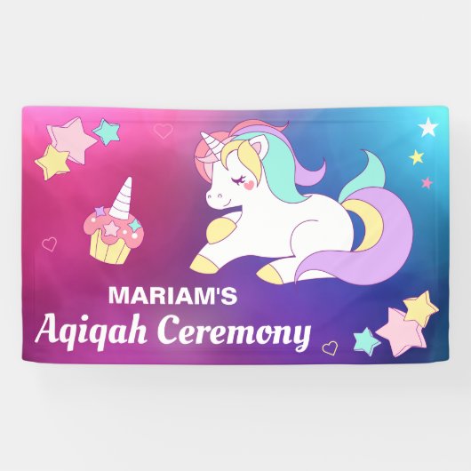 Niedlicher magischer Unicorn Aqiqah Banner (Horizontal)