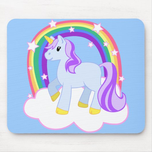 Niedlicher magischer Unicorn mit dem Regenbogen Mousepad (Vorne)