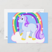 Niedlicher magischer Unicorn mit dem Regenbogen Postkarte (Vorne/Hinten)
