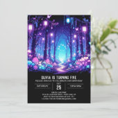 Niedlicher magischer Woodland Digital Geburtstag Einladung (Stehend Vorderseite)