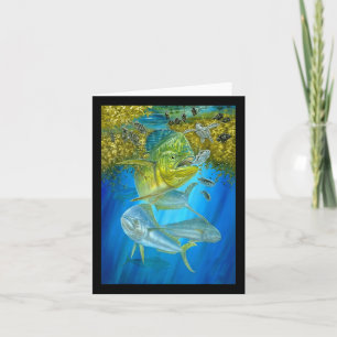 Niedlicher Mahi Mahi Fischfang Thunfisch und Schil Karte