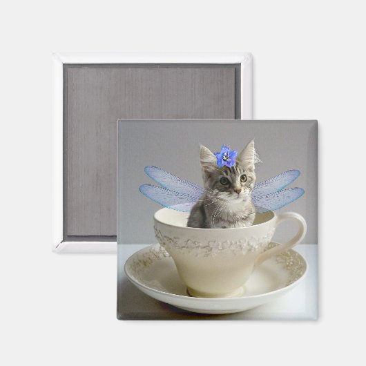 Niedlicher Maine Coon Katzenkatzenfei-Quadratzmagn Magnet (Vorderseite/Rückseite)