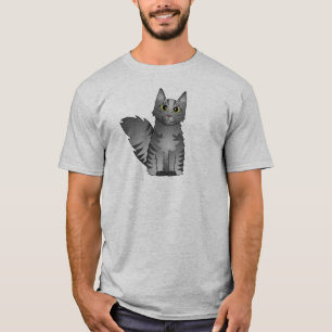 Niedlicher Maine-Waschbär-Katzen-Cartoon - T-Shirt