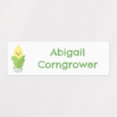 Niedlicher Mais-Cartoon personalisiert Etiketten (Design 2)