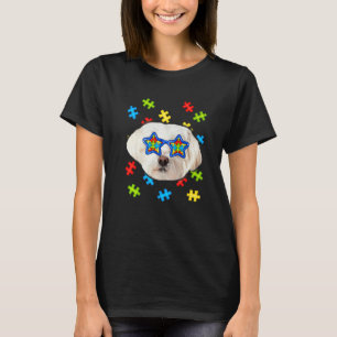 Niedlicher maltesischer Autismus Puzzle Sonnenbril T-Shirt