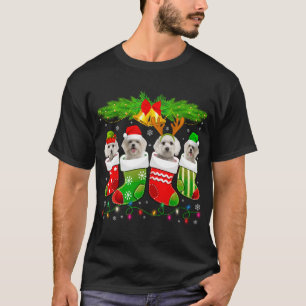 Niedlicher maltesischer Hund in Socken Weihnachten T-Shirt