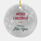 Niedlicher maltesischer Hund in Weihnachtsbeleucht Keramik Ornament (Hinten)