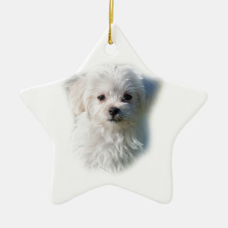 Niedlicher maltesischer Hund Keramik Ornament
