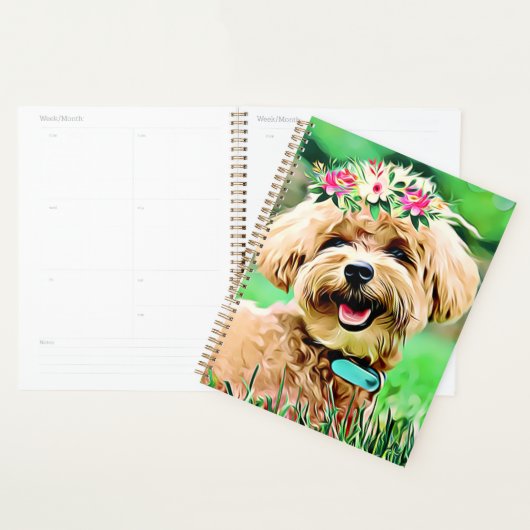 Niedlicher maltesischer Hund mit Blume Art Planer (Anzeige)