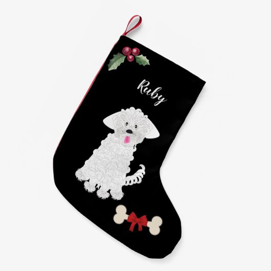 Niedlicher maltesischer Hund Monogramm Kleiner Weihnachtsstrumpf (Vorderansicht (hängend))