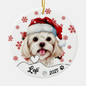Niedlicher maltesischer Hund Personalisiert Keramik Ornament (Vorne)
