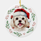 Niedlicher maltesischer Hund Personalisiert Keramik Ornament (Hinten)