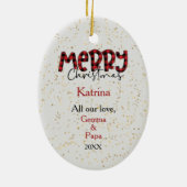 Niedlicher maltesischer Hund Weihnachten Holly Keramik Ornament (Hinten)