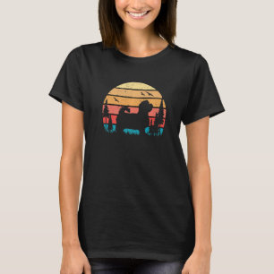 Niedlicher maltesischer Hund Welpe Retro Sunset T-Shirt