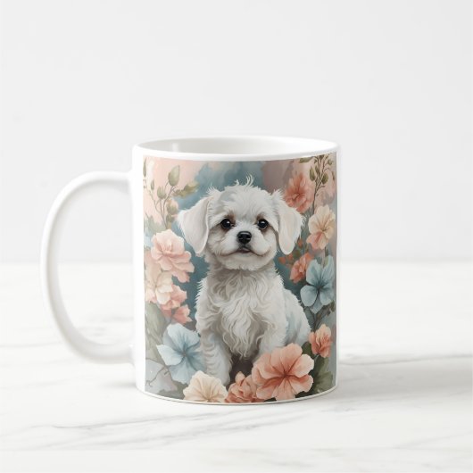 Niedlicher, maltesischer Welpe Kaffeetasse (Links)
