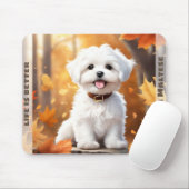 Niedlicher maltesischer Welpe Pumpkin Herbst Name Mousepad (Mit Mouse)