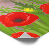 Niedlicher maltesischer Welpenhund im Blumengarten Poster (Ecke)