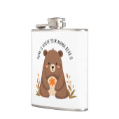 Niedlicher Mama-Bär mit Blume Flachmann (Links)