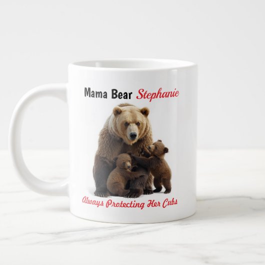 Niedlicher Mama-Bär und Cubs - Personalisierte Mug Jumbo-Tasse (Links)