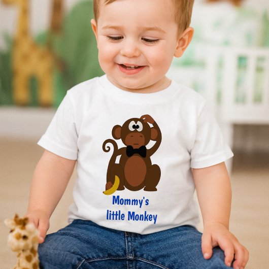 Niedlicher Mama's Little Monkey Baby T - Shirt